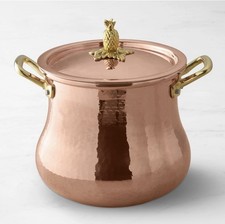 Ruffoni Historia Hammered Copper 5.5 Qt Stock Pot Pineapple Knob ITALY New