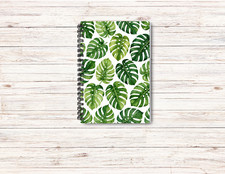 Tropical Leaves Handmade 6x9 Spiral Journal Lined or To Do List 100 Pages