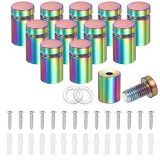 12Pcs 0.63" x 1.06"Standoff Screws Stainless Steel Wall Mount Kit, Rainbow