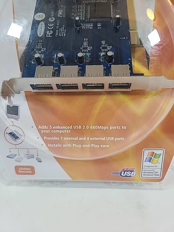 BELKIN Hi-Speed USB 2.0 5-Port PCI Card F5U220 Brand New Sealed Pack - Image 3 of 4