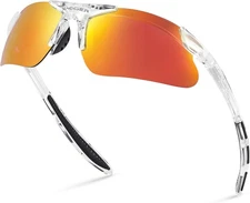 Xagger Kids Youth Polarized Sports Sunglasses Age 8-14, Clear | Orange Mirror 