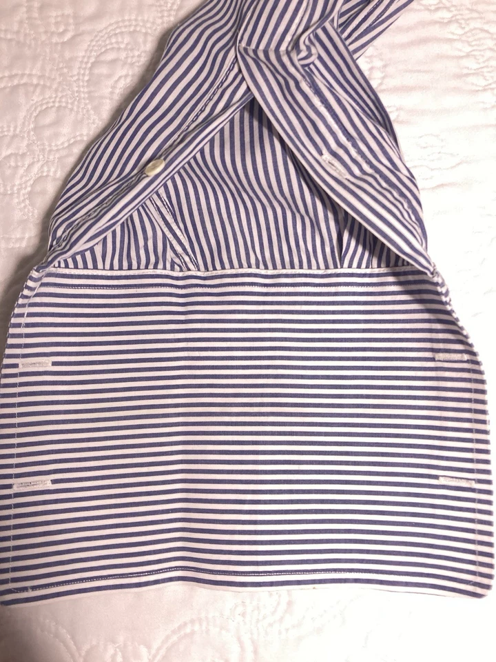 Burberry men’s shirt, blue-and-white stripes, French cuffs 15 1/2 - 35 - Image 2 of 4