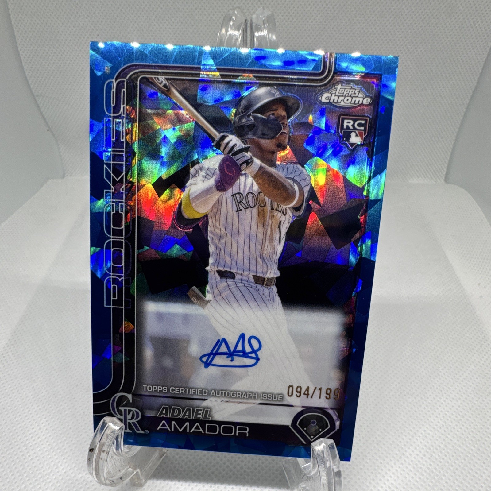 Topps 2025 Chrome Sapphire Adael Amador RC Auto #RA-AA /199 ROCKIES