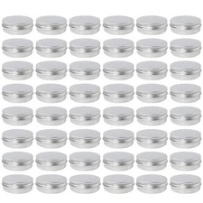 48 Pack 2 Oz Metal Round Tins Aluminum Tin Cans Containers with Screw Lid for...