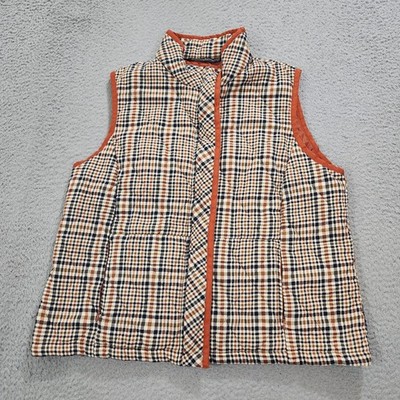 Peruvian Connection Vest Womens Extra Large Plaid Quilted Guillet Diamond Pocket