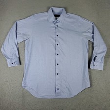 David Donahue Shirt Mens 16.5 Blue Trim Fit Dress Button Up Long Sleeve