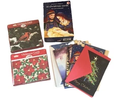 40+ Christmas House Holiday Greeting Cards Envelopes Jesus Religious Cardinal