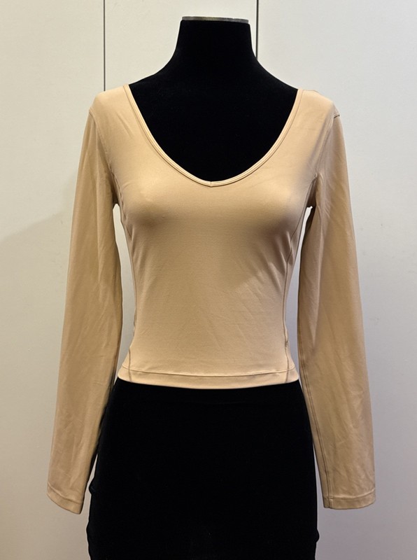 LULULEMON Align Long Sleeve Shirt Cropped Length V Neck Nulu Contour EUC Size 6