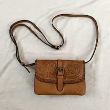 Patricia Nash Torri Tooled Leather Crossbody Bag Handbag in Brown/Tan NWOT