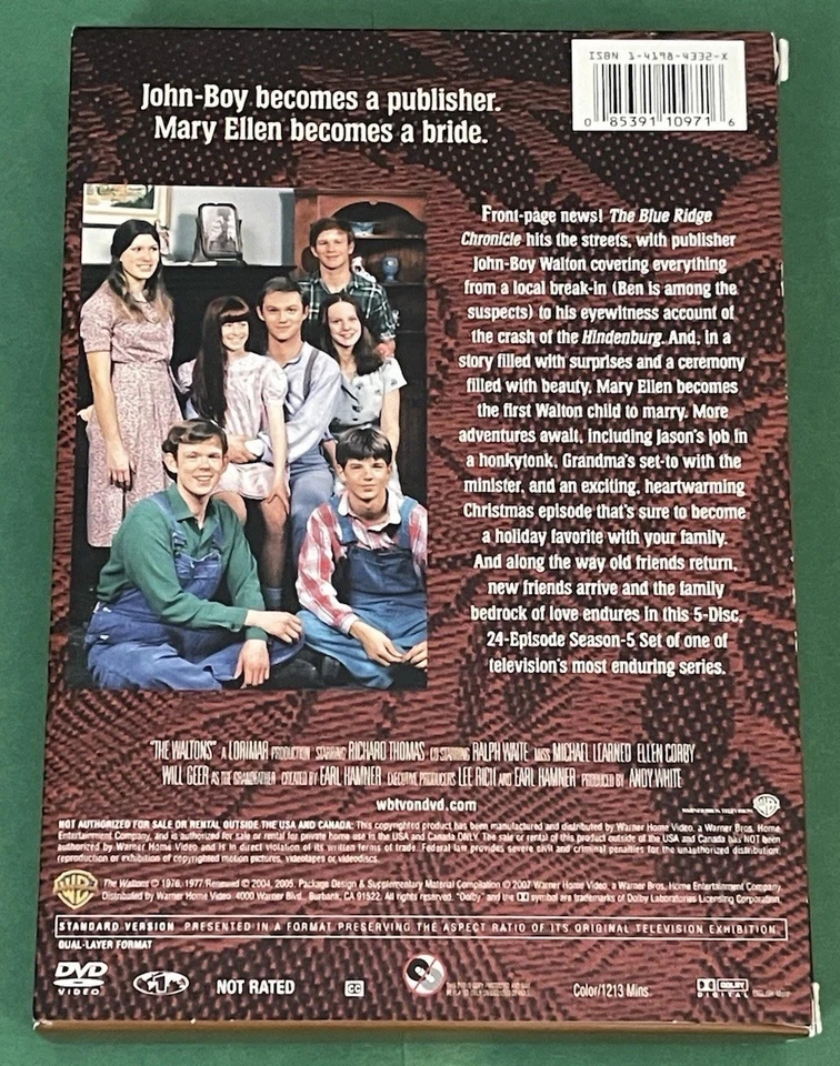 THE WALTONS The Complete Fifth Season (DVD BOX SET) LIKE NEW NTSC 1 - Image 2 of 4