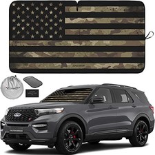 1-Piece Windshield Sun Shade Dark MEDIUM  61 x 32 inches USA DARK CAMO FLAG