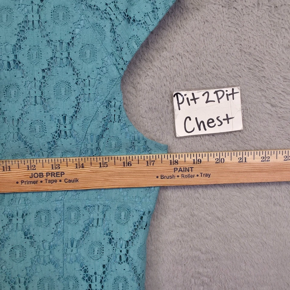 Adrianna Papell Dress Womens 12 Blue Floral Lace Overlay Formal Evening Sheath - Image 4 of 4