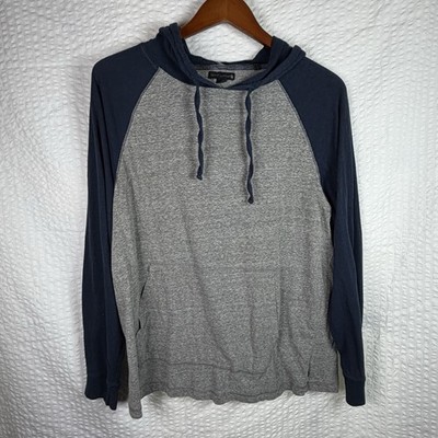 Ocean Current Hooded Long Sleeve Shirt Blue Gray Large Soft Beachy Unisex