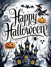 Halloween Diamond Art Kits for Adults, 5D Diamond Painting DIY Halloween Castl