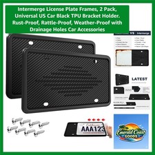 2 Pack Universal Black Tpu License Plate Frames - Rust Weather-proof Design