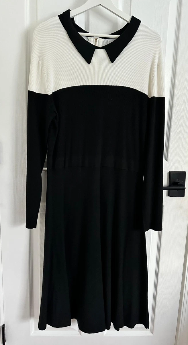 NWT A New Day Navy Puff Long Sleeve Sweater Dress Medum | Black