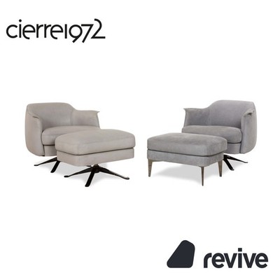 Cierre Boheme Leder Sessel Set Grau inkl. Hocker