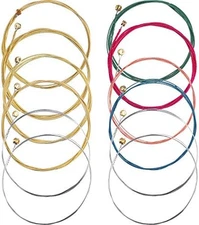Bememo 2 Sets 6 Acoustic Guitar Strings Steel Yellow & Multicolor
