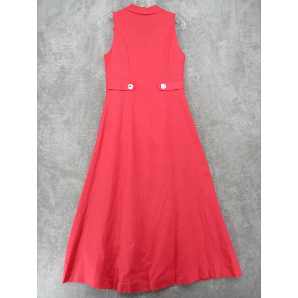 Vestido Coldwater Creek 6 Coral Lino Botón Frontal Maxi Panel Modesto Forrado Rosa Foto 2 de 4