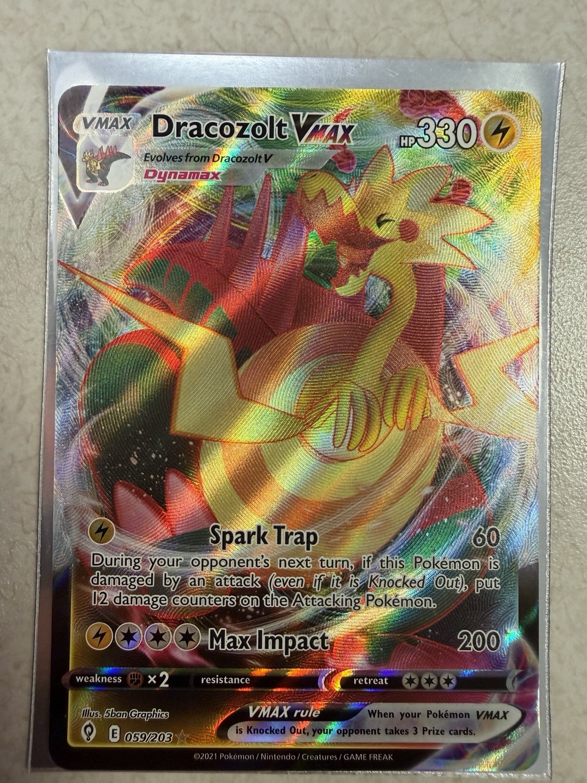 2021 Pokemon Evolving Skies Dracozolt VMAX 059/203