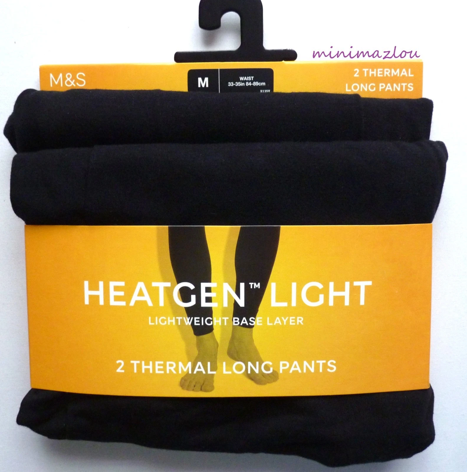 M&S Heatgen 2 Black Thermal Long Pants size Medium Lightweight Insulating Soft