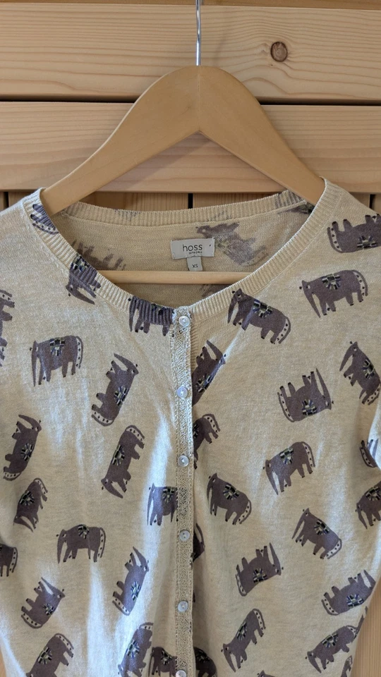 Cárdigan Hoss Intropia Elefante Lino Semi Transparente Talla XS Manga 3/4 Botón Rosa Foto 3 de 4