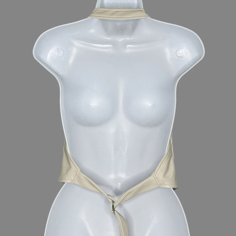 Camiseta sin mangas corta de cuero sintético cuello halter S para mujer sin marca chaleco occidental *defecto Foto 2 de 4