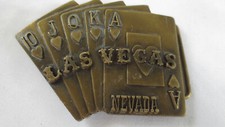 LAS VEGAS NEVADA PLAYING CARDS THEMED BELT BUCKLE - PACIFIC AND BRASS BUCKLE USA
