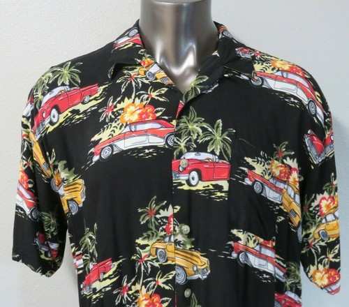 Camicia uomo AFTER DARK FALCON BAY Classic Cars Bowling Lounge taglia XL Camp Rayon - Foto 4 di 6