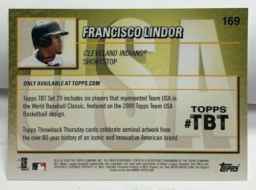 Francisco Lindor 2020 Topps Zurückwerfen Thursday '00 Team USA Design #169 Sp / - Bild 2 von 2