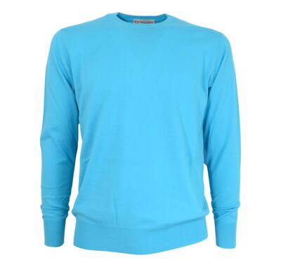 CASHMERE COMPANY Men's 3330 Cotton Cashmere & Silk Crew Neck Knit with Celestial