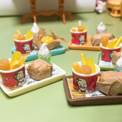 1SET 1:12 Scale Dollhouse Miniature Ice Cream Hamburger Fastshop Party Mini 