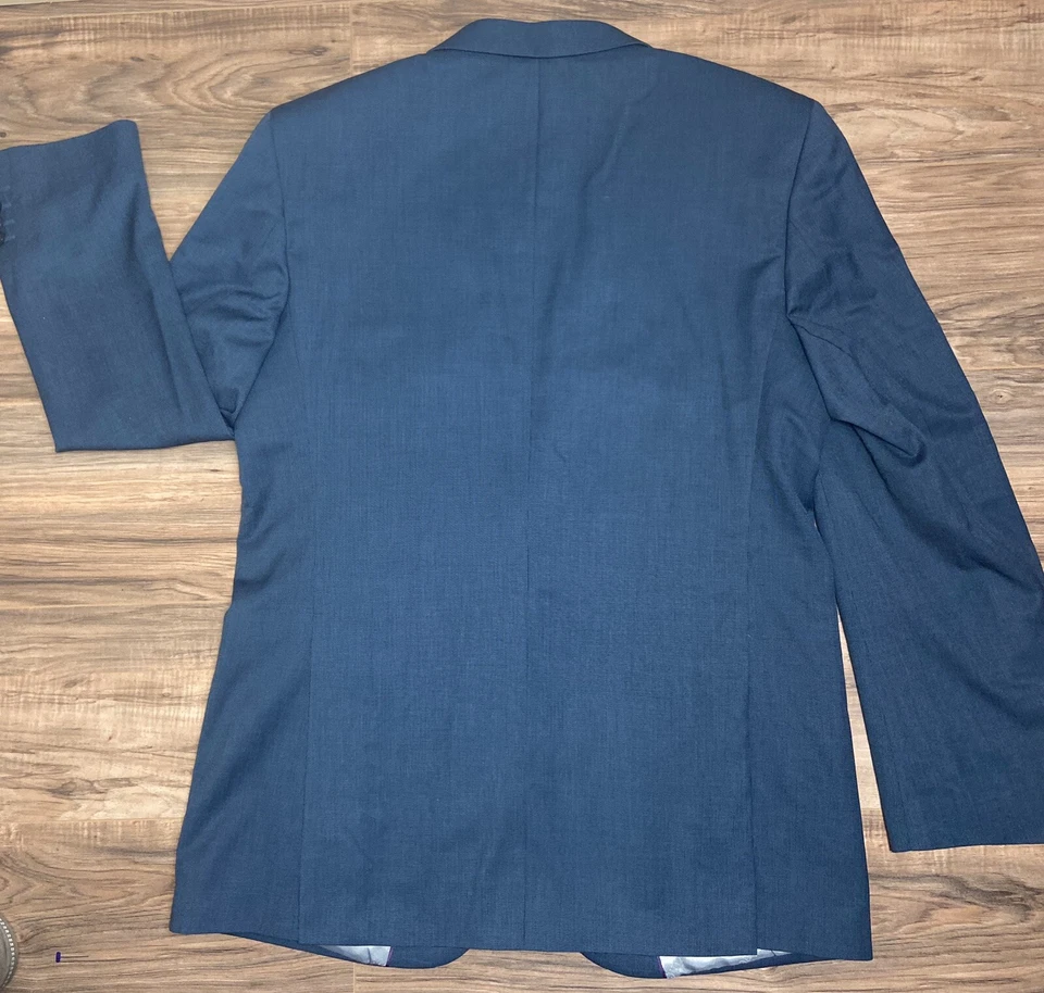 Vinci Men's Suit Jacket Blazer Blue Single Button Front 44 L Corporate Business - Image 2 of 4