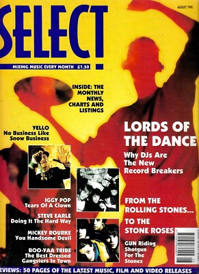 SELECT MAGAZINE AUGUST 1990 - IGGY POP - STEVE EARLE - STONE ROSES - SONIC YOUTH