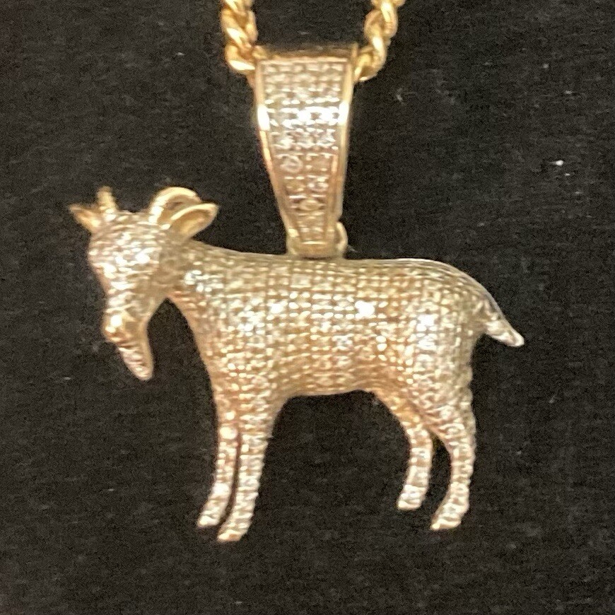 10k Gold  Diamond GOAT Pendant and Necklace