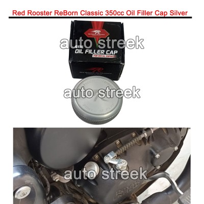 Fit For Royal Enfield Classic Reborn 350 ''RED ROOSTER OIL FILLER CAP, SILVER''