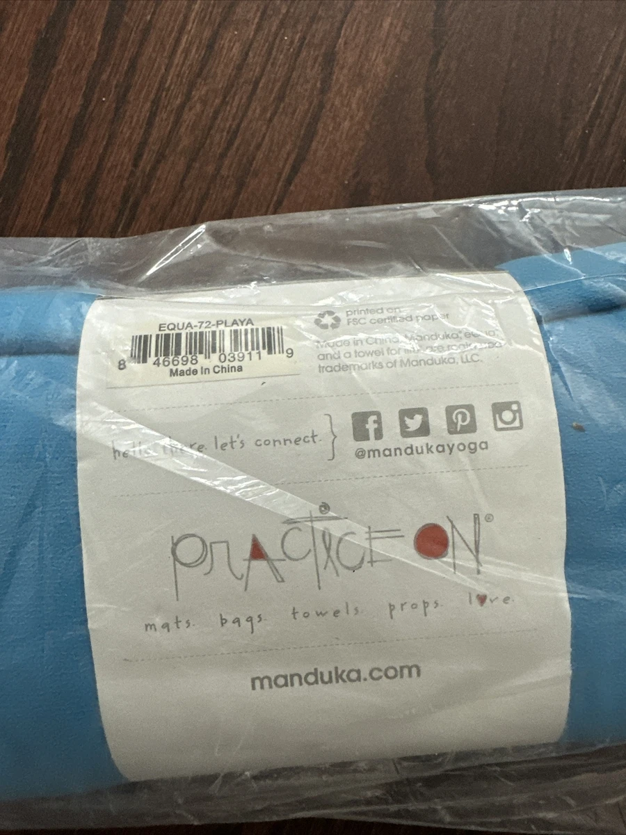 Manduka eQua Yoga Mat Towel 72x26.5 New Blue Playa Fitness Swim Activated  Grip.