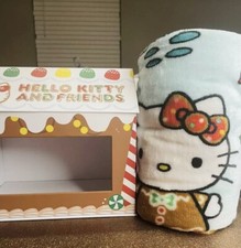 Hello Kitty Christmas Gingerbread Throw 46 x60 Blanket And Box
