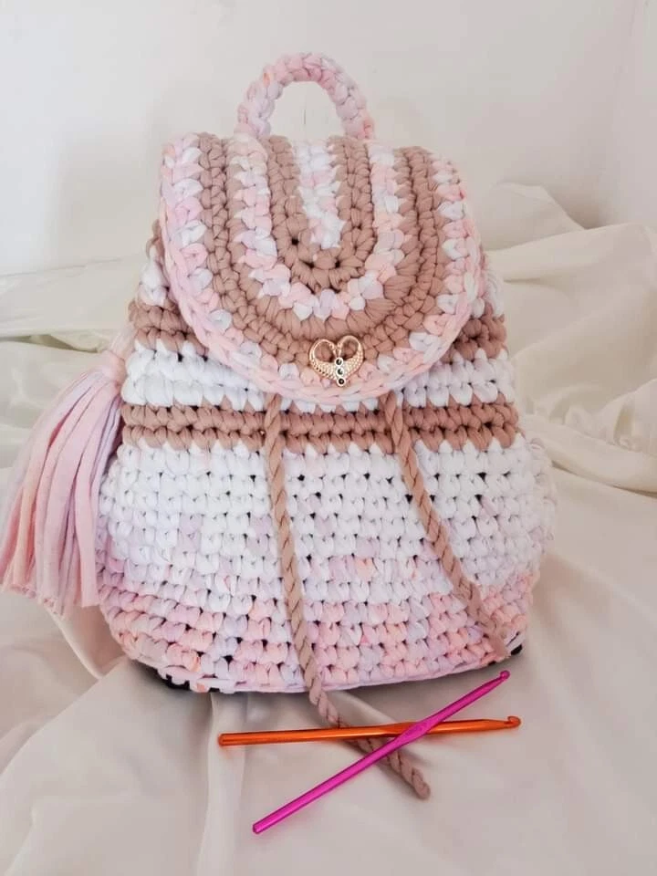 Homemade Crochet TShirt Yarn Cross Body Bag