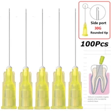 100X Dental Endo Irrigation Needle Tip 30GA End-Closed Side Hole Syringes NEW