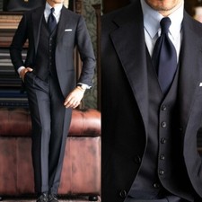 Black Men's Business Suit Formal 3Pcs Slim Fit Offical Workwear Tuxedo Jackert