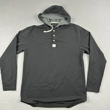 BYLT Hooded Henley Men's XL Lux Performance Drop Cut Long Sleeve Black Stretch