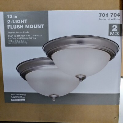 Light Flush Mount Frosted Ceiling - 13 inch - 2 Pack