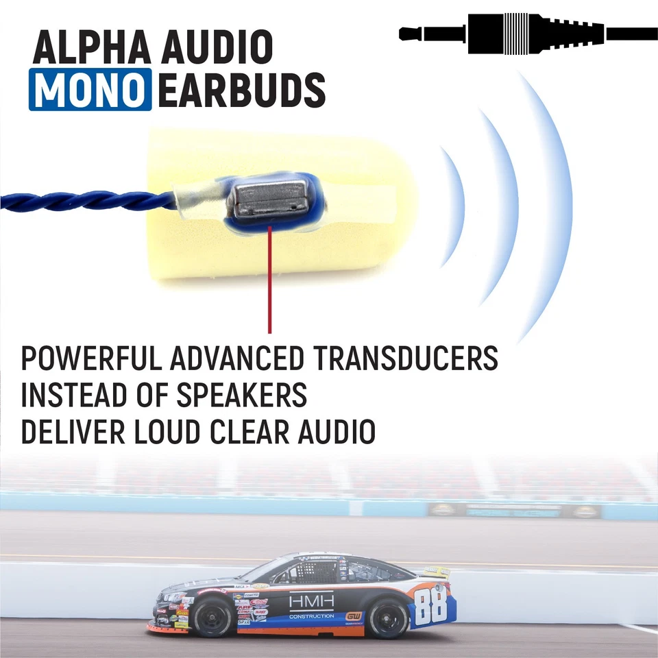 Racing Ear Buds Mono for NASCAR IMSA Racing Radios Communications Electronics - Image 3 of 4