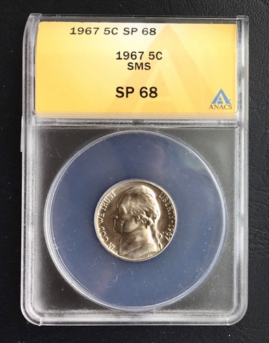 1967 5c Jefferson SMS Nickel ANACS SP 68 - Picture 2 of 6