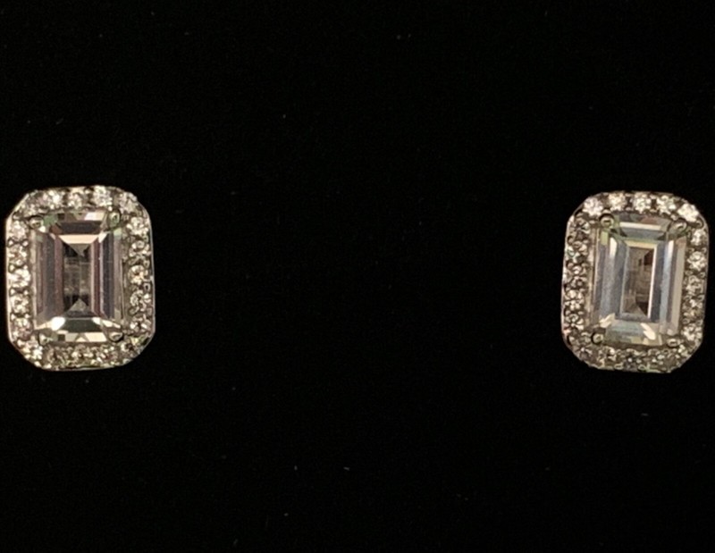 NEW *BRILLIANT* Kay Jewelers Sterling Silver Lab Created White Sapphire Earrings