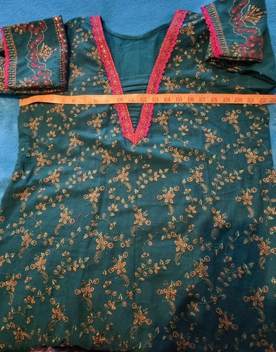 women large beautiful green khadar 3 piece new trouser suit - Picture 5 of 11