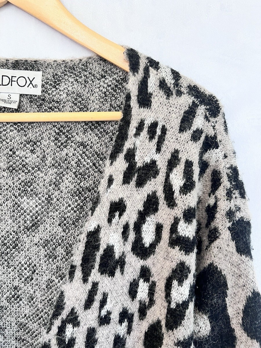 Wildfox Avani Leopard Oversized Cardigan SMALL Sweater Mohair Animal Print EUC View 5