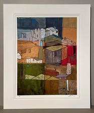 John Ross Palmer Modern Art Abstract Monoprint Village City Cubism Architecture