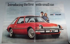 Original 1975 AMC Pacer 2-Page Magazine Ad Introducing the First Wide Small Car